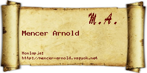 Mencer Arnold névjegykártya